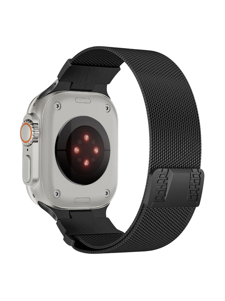 Bracelet Apple Watch acier inoxydable, aimanté, design Milanese, solide et résistant, ultra et series, modèle Nao - Bracelet Apple Watch - Noir 38 à 42mm