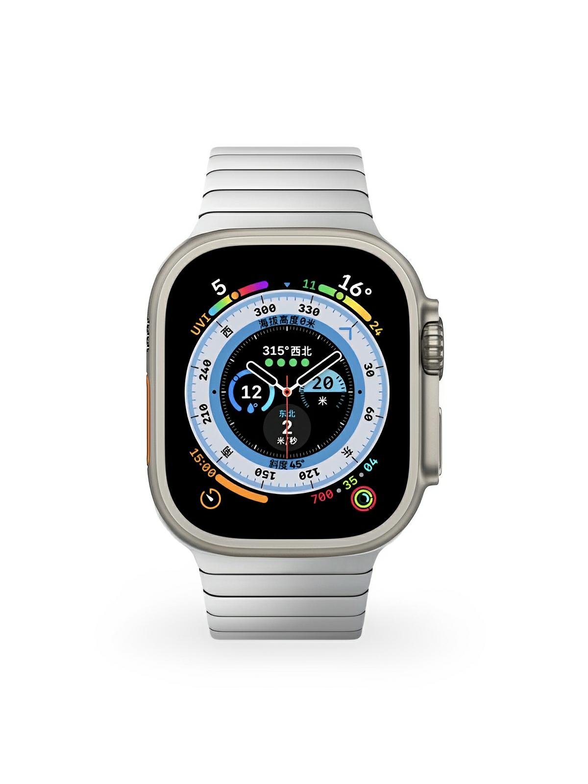 Bracelet Apple Watch en acier inoxydable 316, maillons ajustables, robuste, modèle Durin - Bracelet Apple Watch - Argent 38 à 42mm