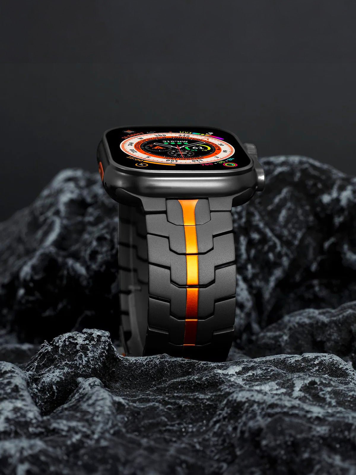Bracelet Apple Watch Ultra, en acier inoxydable, design sport, fermeture déployante, haute technologie, modèle Titan - Bracelet Apple Watch - Noir 38 à 42mm