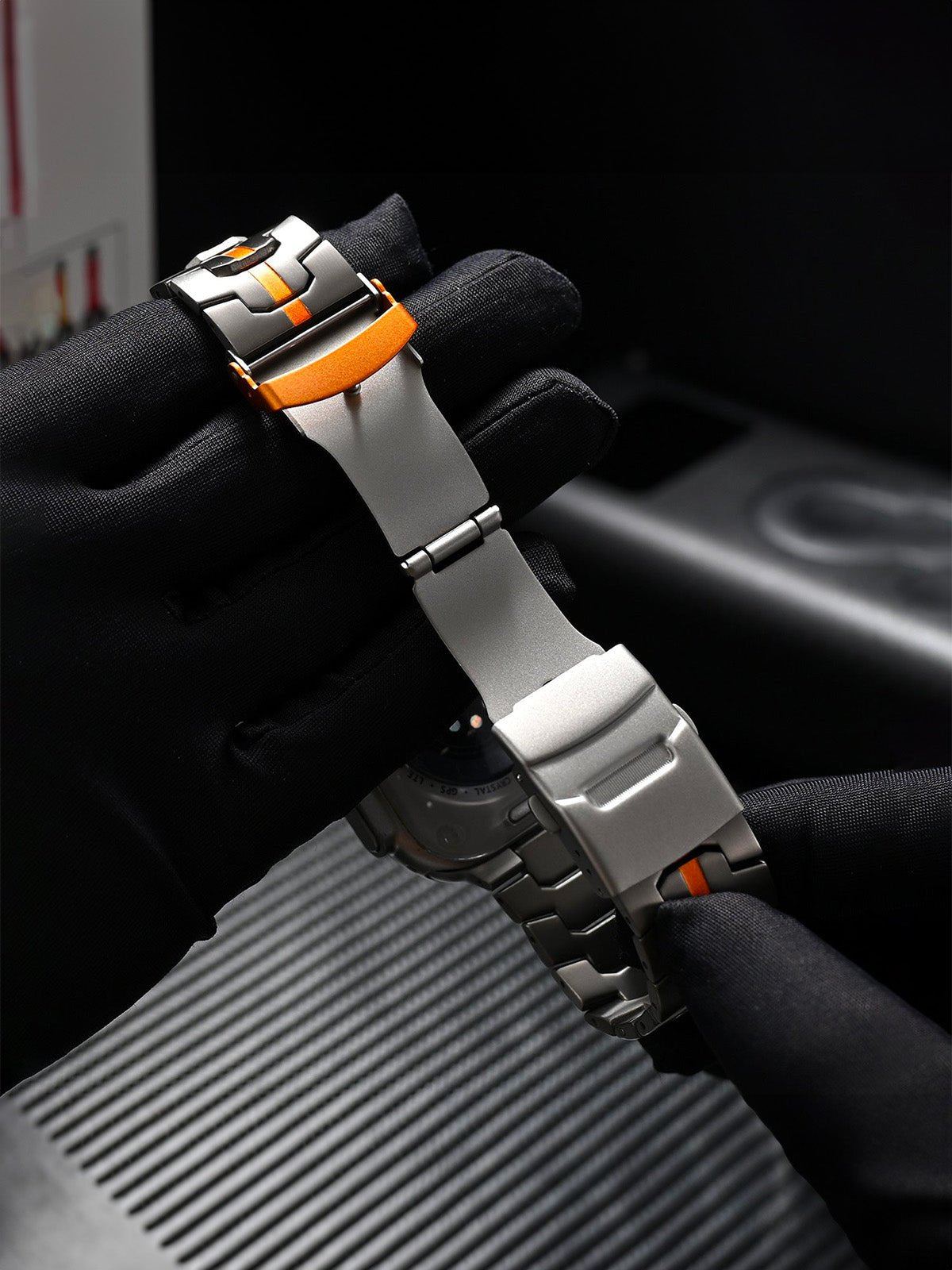 Bracelet Apple Watch Ultra, en acier inoxydable, design sport, fermeture déployante, haute technologie, modèle Titan - Bracelet Apple Watch - Argent 38 à 42mm