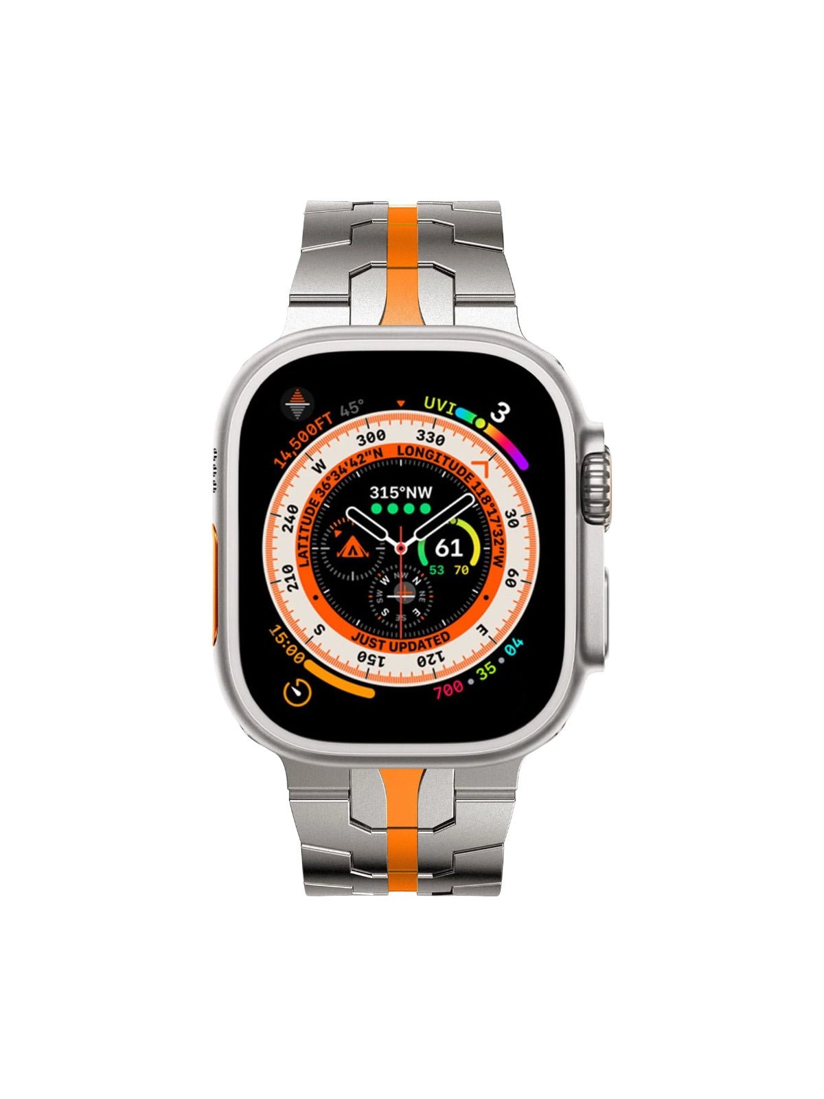Bracelet Apple Watch Ultra, en acier inoxydable, design sport, fermeture déployante, haute technologie, modèle Titan - Bracelet Apple Watch - Argent 38 à 42mm