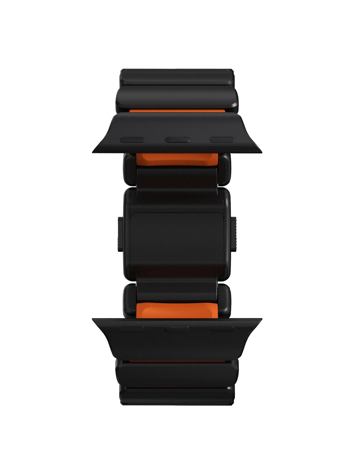 Bracelet Apple Watch Ultra Premium, en Titane Grade 4, fermeture magnétique N52, intérieur FKM, design sportif premium, look prestigieux, modèle Salvador - Bracelet Apple Watch - Noir et orange 44 à 49 mm