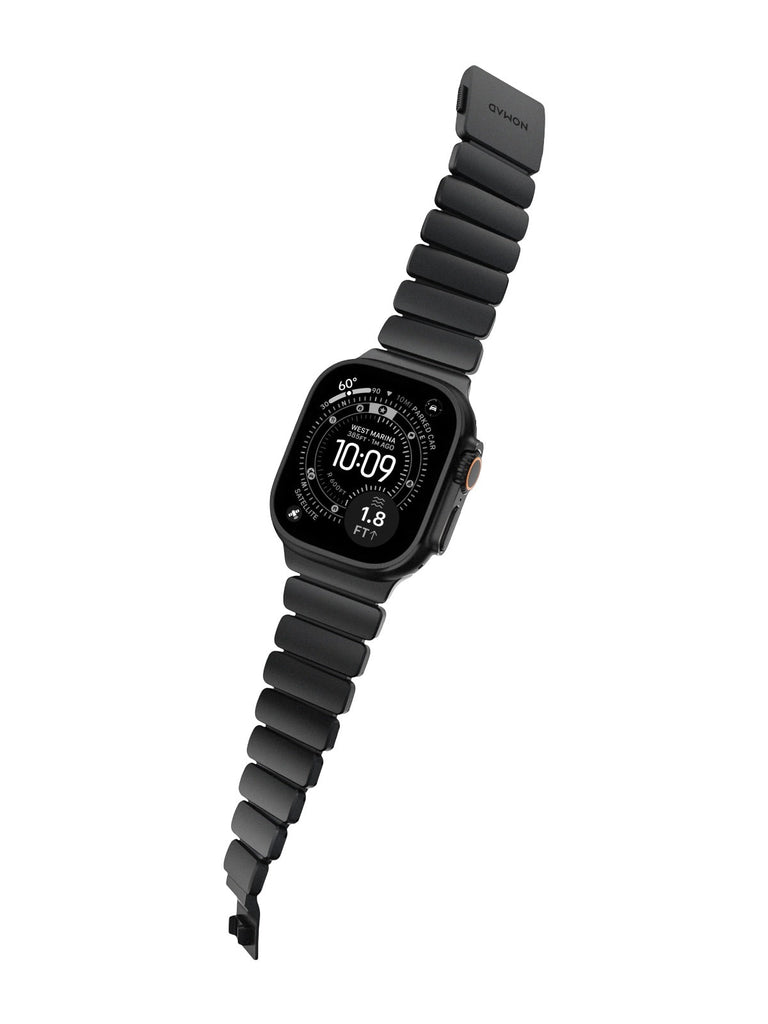 Bracelet Apple Watch Ultra Premium, en Titane Grade 4, fermeture magnétique N52, intérieur FKM, design sportif premium, look prestigieux, modèle Salvador - Bracelet Apple Watch - Noir 44 à 49 mm