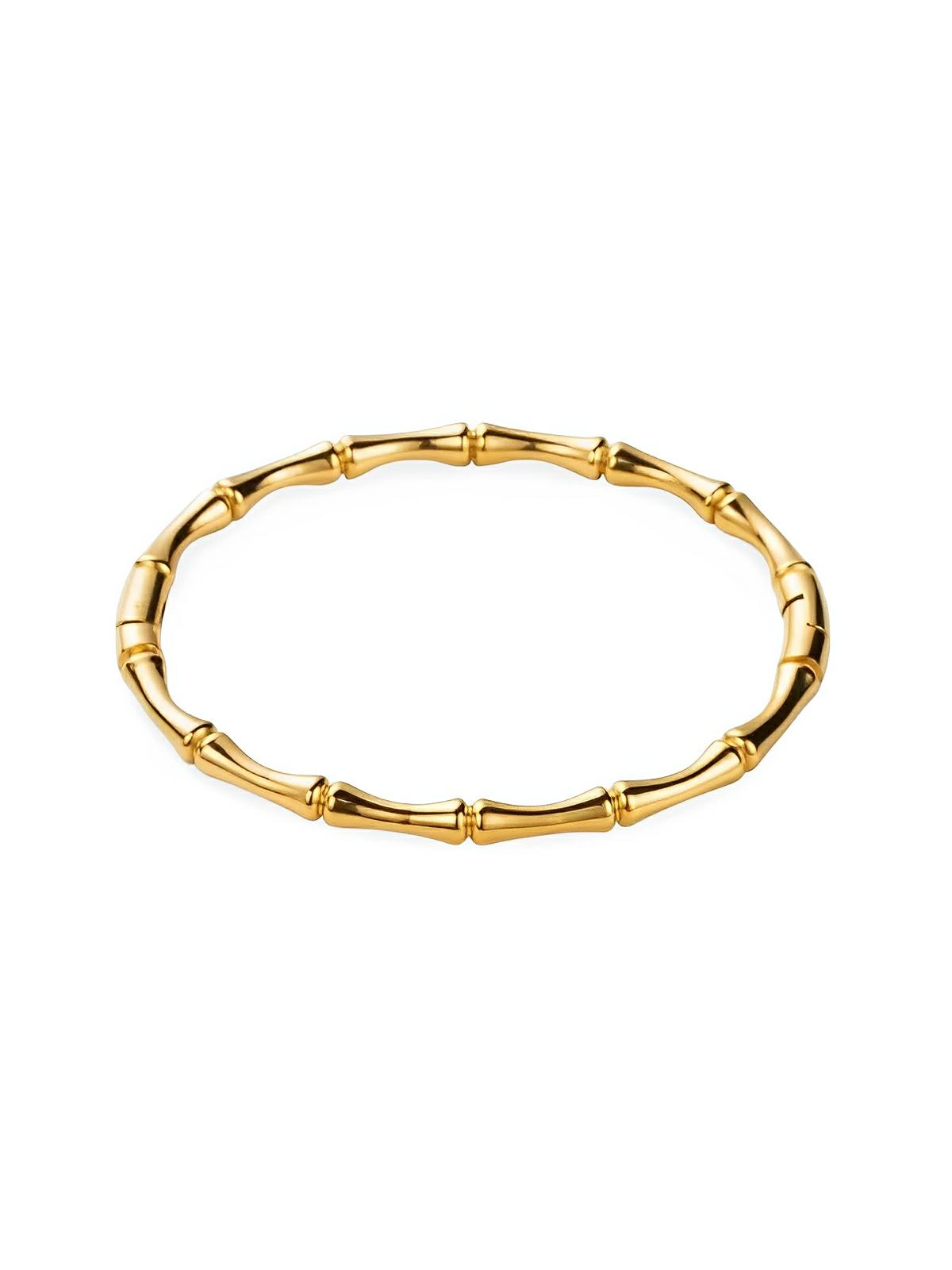 Bracelet bambou acier titane, bijou rigide femme, effet multilayer, style Old Money, cadeau chic, modèle Erica - Bracelet - Or