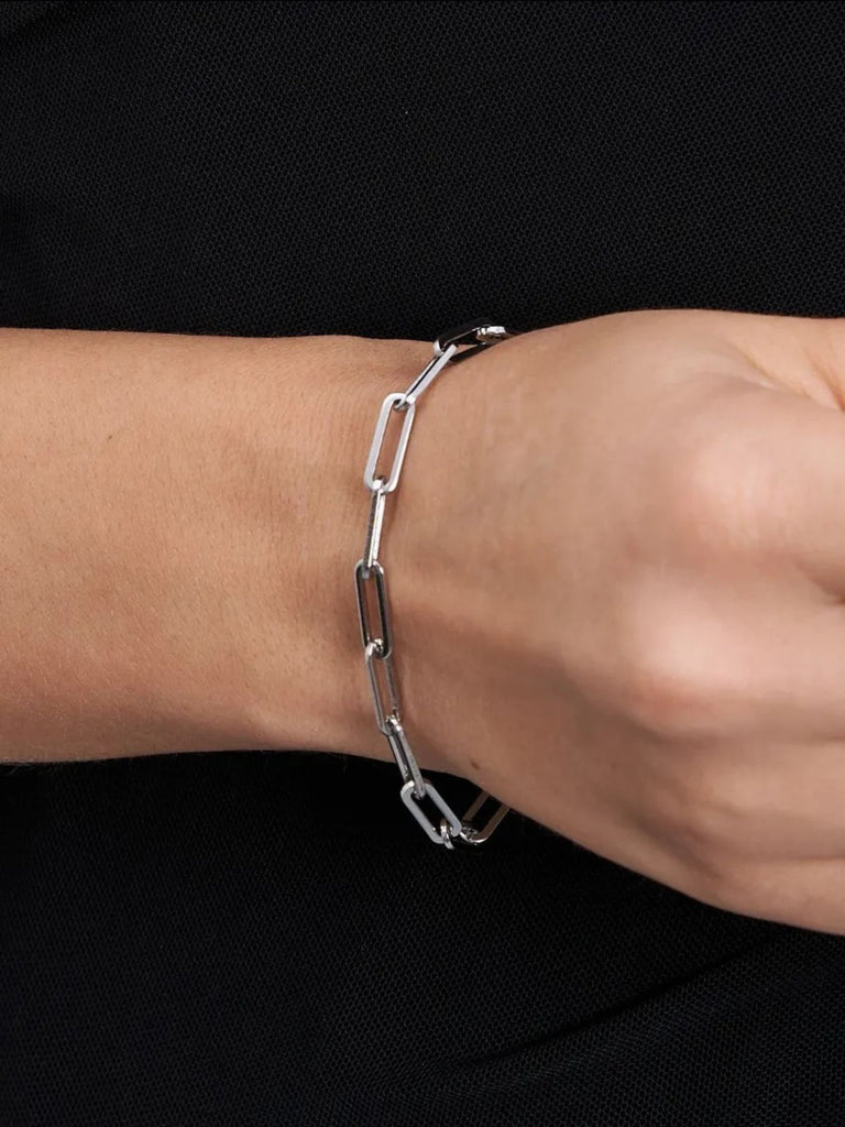 Bracelet chaîne femme, acier inoxydable, style vintage, plaqué or, fermoir mousqueton, modèle Laetitia - Bracelet - Argent