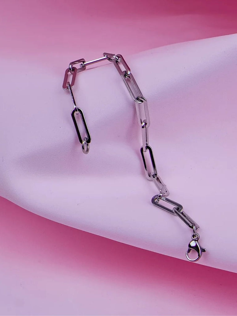 Bracelet chaîne femme, acier inoxydable, style vintage, plaqué or, fermoir mousqueton, modèle Laetitia - Bracelet - Argent