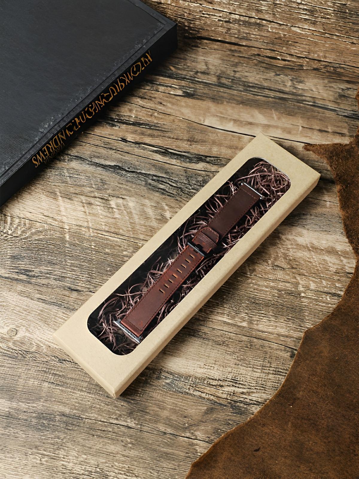 Bracelet cuir vintage Apple Watch, véritable cuir, boucle métallique, compatible toutes séries, modèle Damio - Bracelet Apple Watch - Marron 38 à 42mm