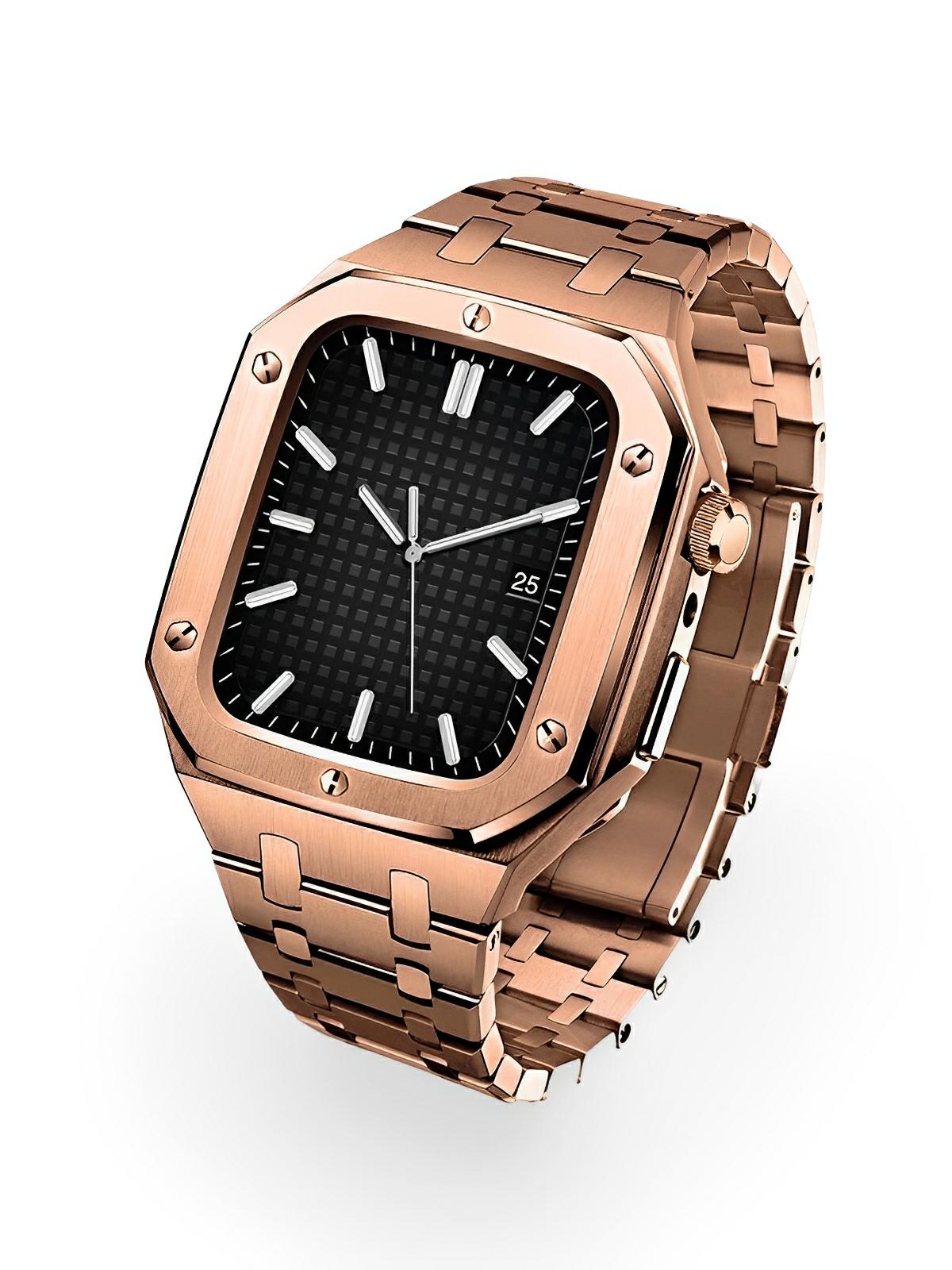 Bracelet en acier pour Apple Watch, élégance et caractère, design luxueux, modèle Achille - Bracelet Apple Watch - Or rosé 40 mm