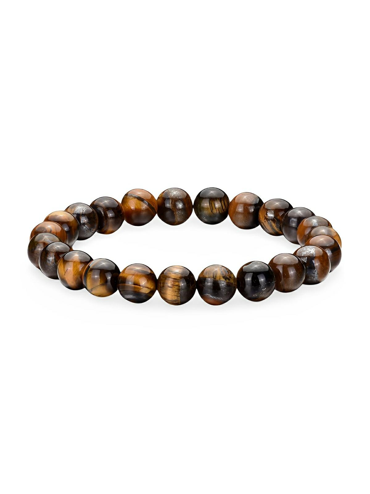 Bracelet en pierres naturelles, élastique, au style précieux et indispensable, modèle Lome - Bracelet - Œil de tigre S
