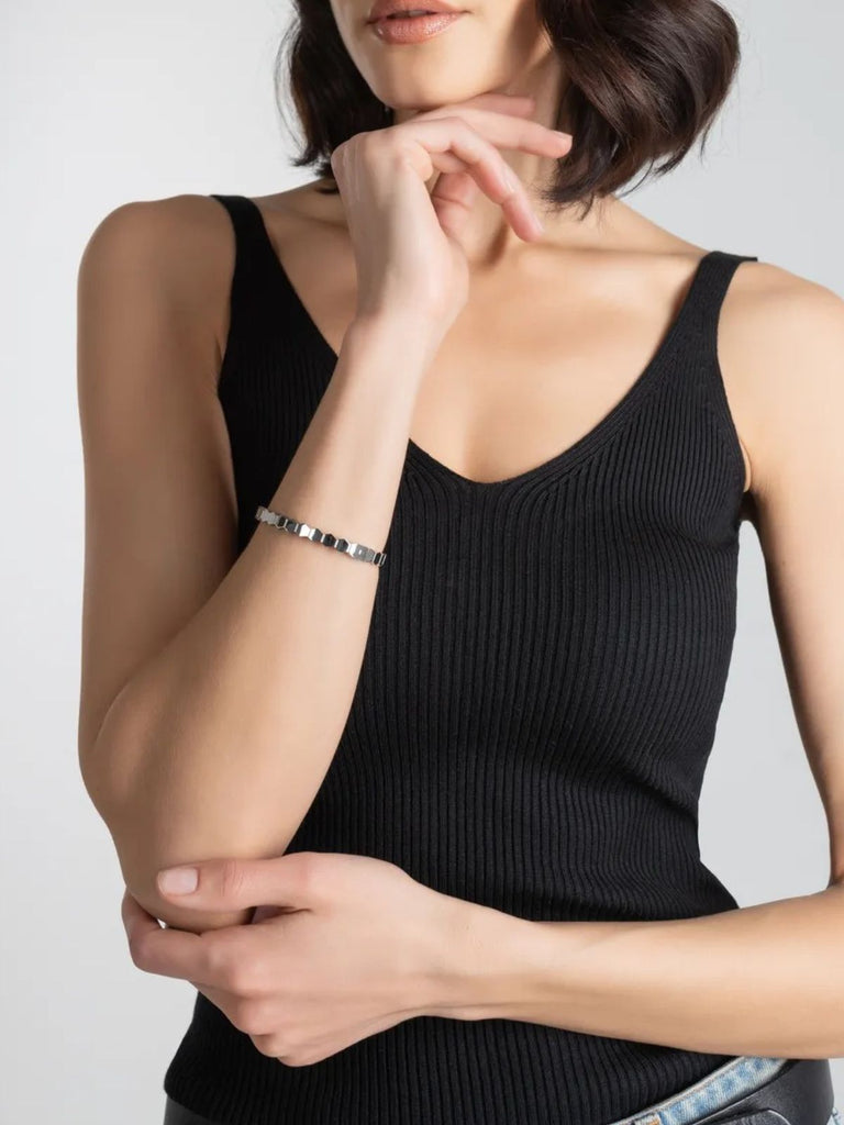 Bracelet femme acier titane, design nid d’abeille, style géométrique, finition dorée, bijou minimaliste, modèle Paoline - Bracelet - Doré