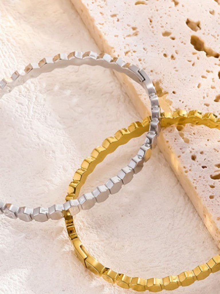 Bracelet femme acier titane, design nid d’abeille, style géométrique, finition dorée, bijou minimaliste, modèle Paoline - Bracelet - Doré