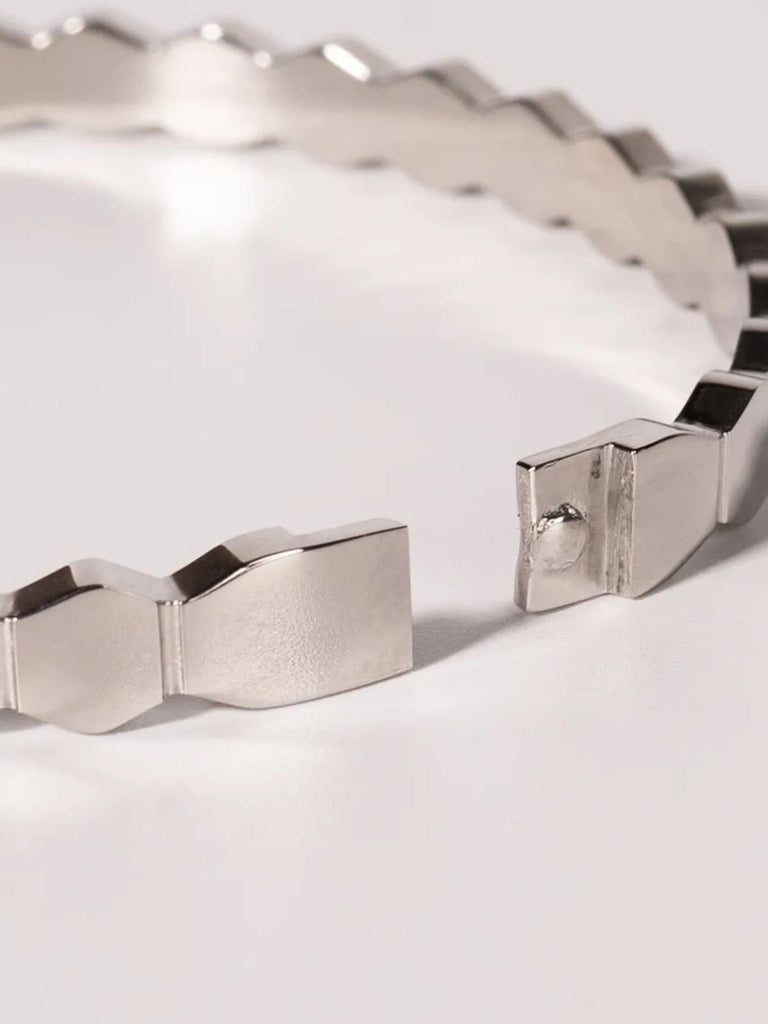 Bracelet femme acier titane, design nid d’abeille, style géométrique, finition dorée, bijou minimaliste, modèle Paoline - Bracelet - Argenté