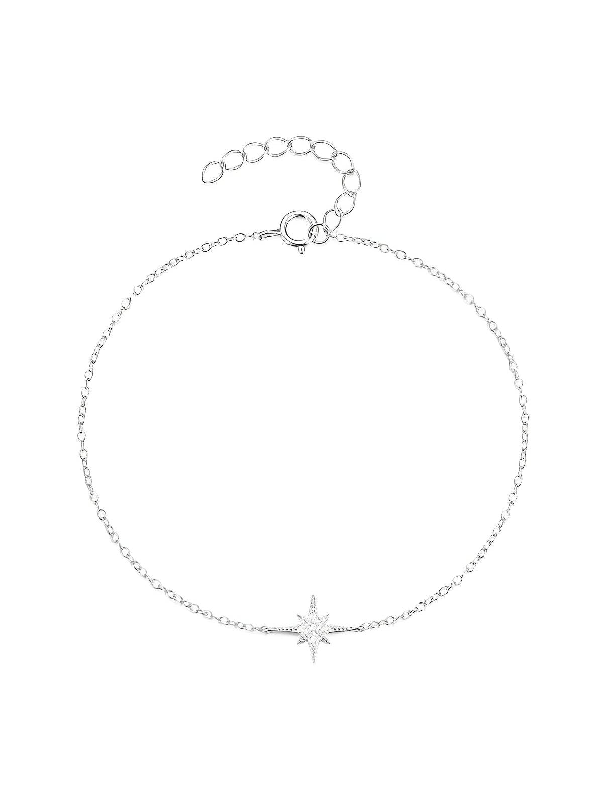 Bracelet femme argent 925, étoile zircon, chaîne fine ajustable, style minimaliste, bijou tendance quotidien, modèle Emmie - Bracelet - Argent