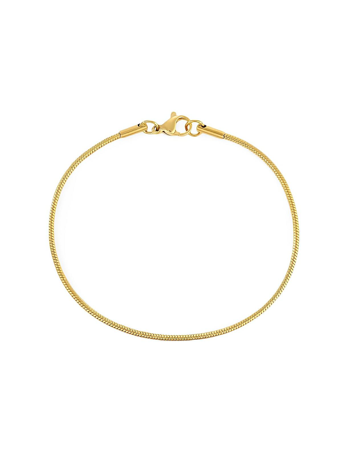 Bracelet fin serpent, acier inoxydable, plaqué or, unisexe, modèle Lydia - Bracelet - Or XS