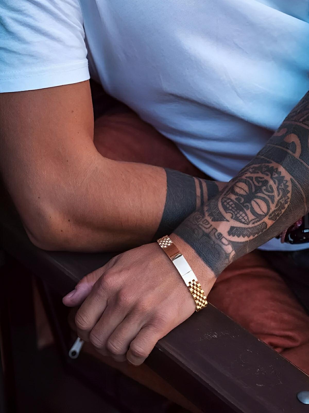 Bracelet gourmette en acier inoxydable homme, au look judicieux, modèle Zangdar - Bracelet - Or S