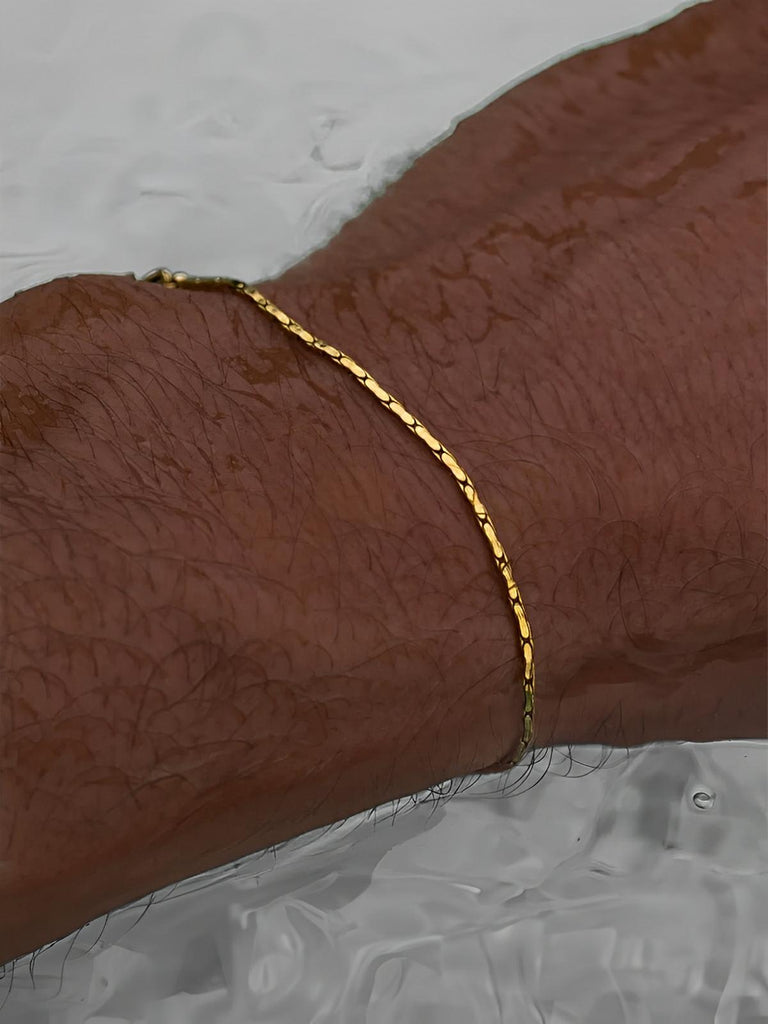 Bracelet homme en acier inoxydable, chaîne câble fine, waterproof, réglable, style moderne, modèle Roan - Bracelet - Or XS