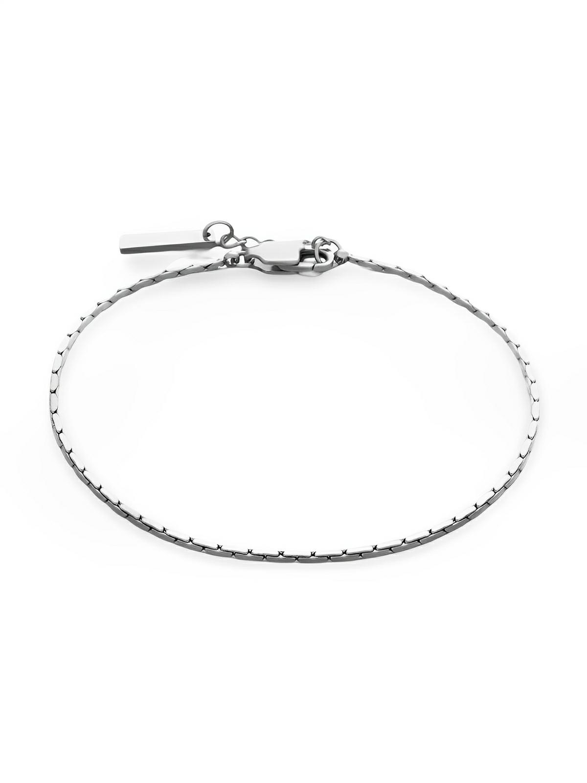 Bracelet homme en acier inoxydable, chaîne câble fine, waterproof, réglable, style moderne, modèle Roan - Bracelet - Argent XS