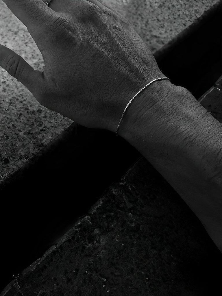 Bracelet homme en acier inoxydable, chaîne câble fine, waterproof, réglable, style moderne, modèle Roan - Bracelet - Argent XS