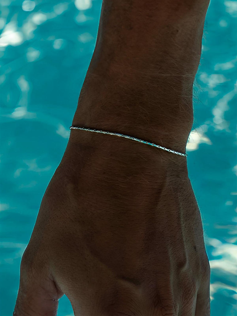 Bracelet homme en acier inoxydable, chaîne câble fine, waterproof, réglable, style moderne, modèle Roan - Bracelet - Argent XS