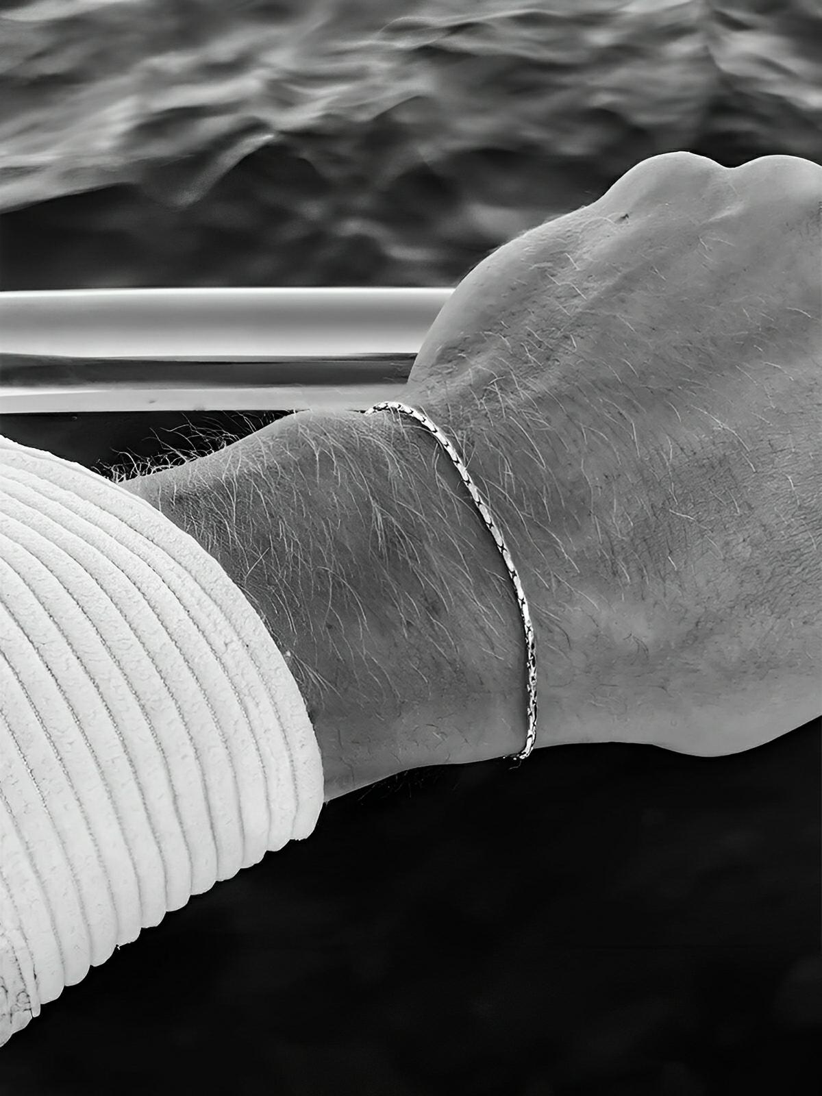 Bracelet homme en acier inoxydable, chaîne câble fine, waterproof, réglable, style moderne, modèle Roan - Bracelet - Argent XS