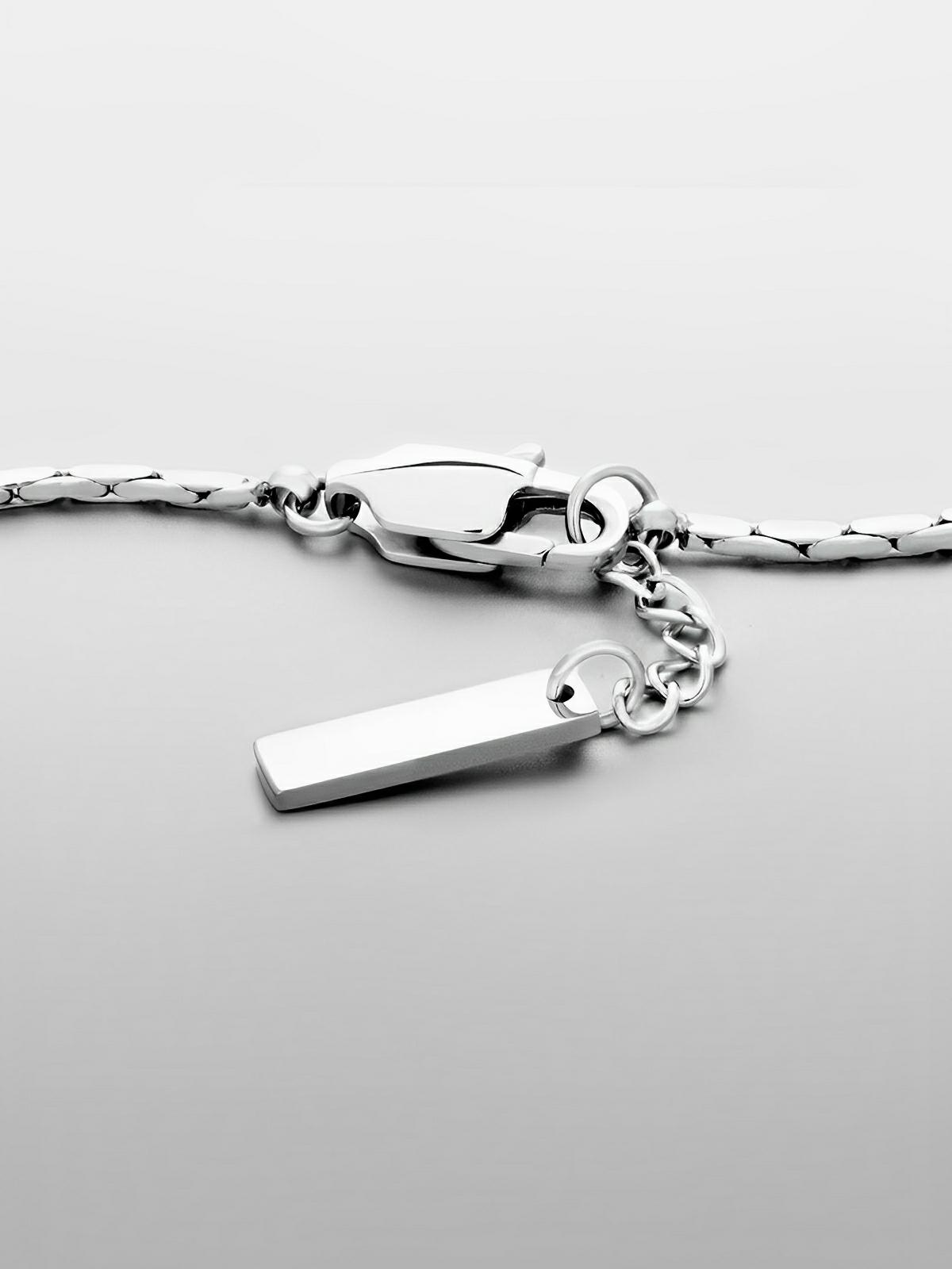 Bracelet homme en acier inoxydable, chaîne câble fine, waterproof, réglable, style moderne, modèle Roan - Bracelet - Argent XS
