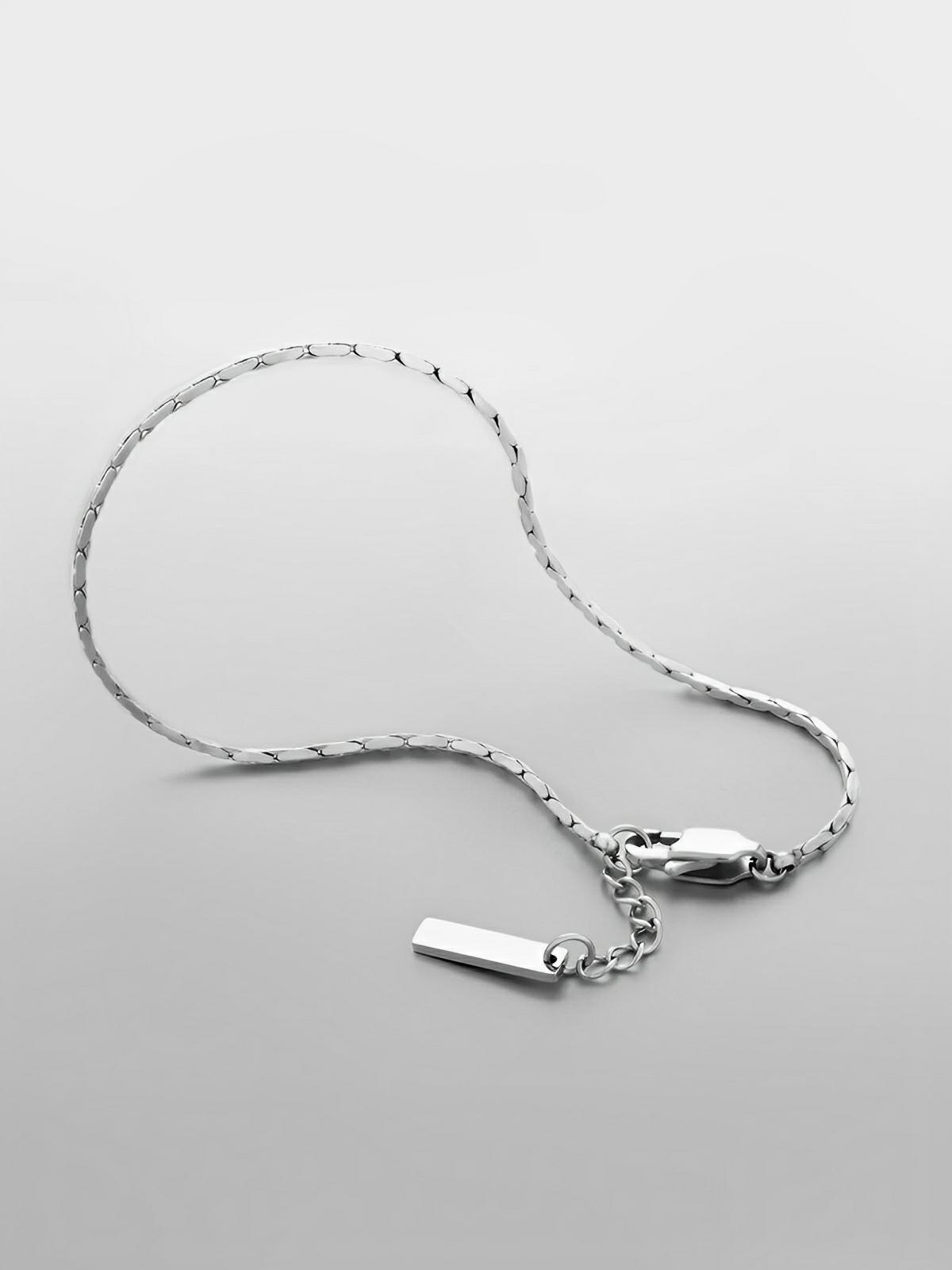 Bracelet homme en acier inoxydable, chaîne câble fine, waterproof, réglable, style moderne, modèle Roan - Bracelet - Argent XS