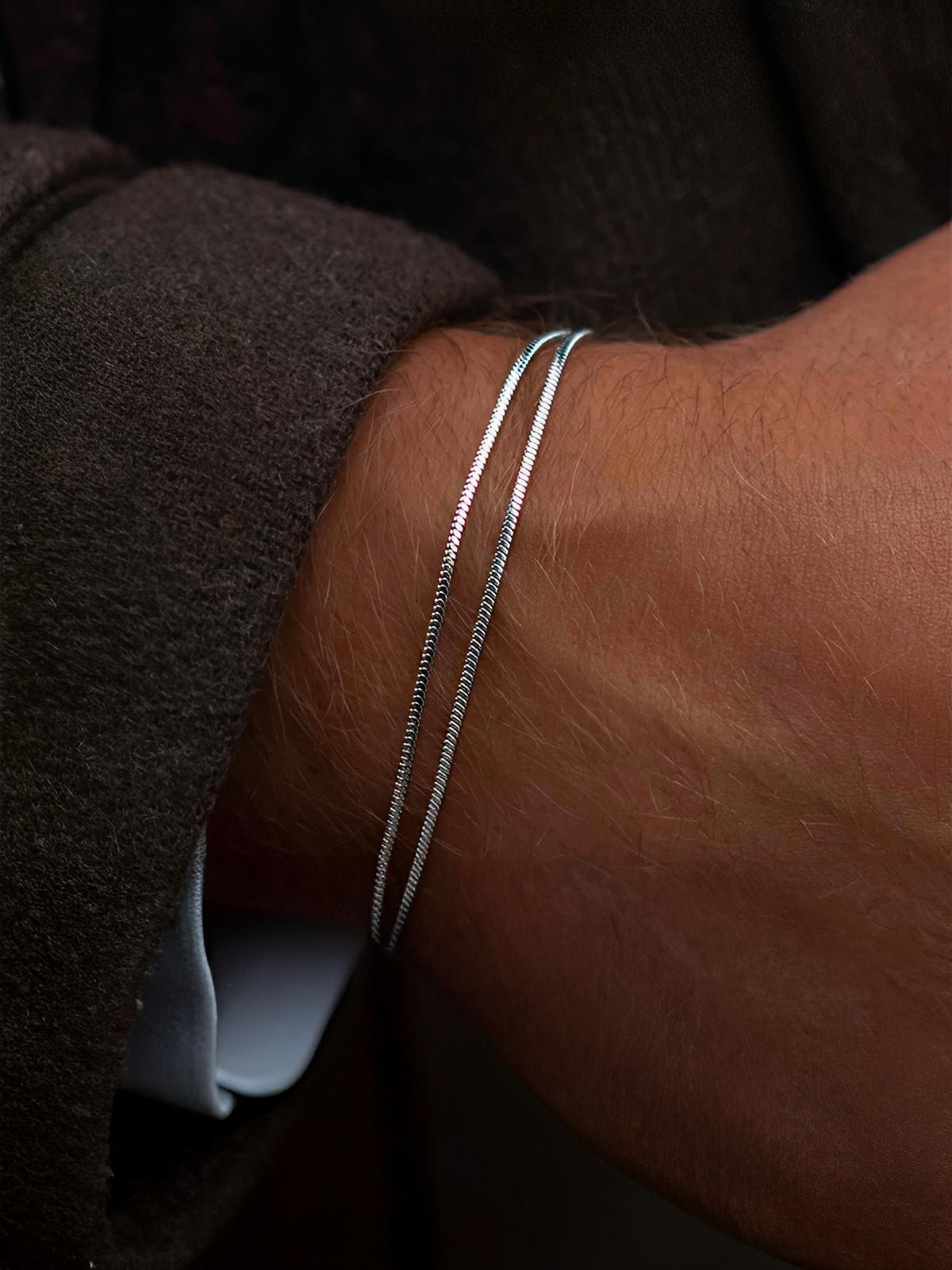 Bracelet homme en acier inoxydable, chaîne serpent, style urbain, bijou minimaliste, modèle Romario - Bracelet - Argent XS