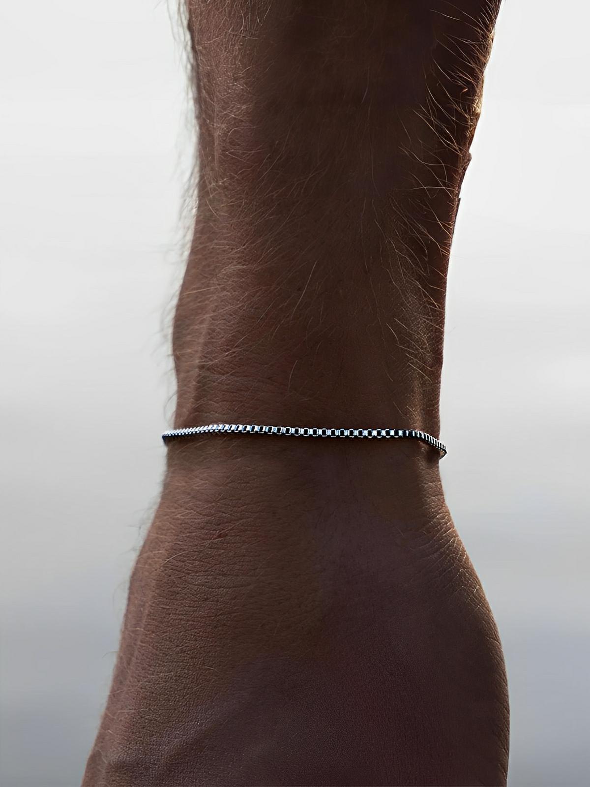 Bracelet homme en acier inoxydable, maille vénitienne, look moderne, waterproof, modèle Izibio - Bracelet - Argent XS