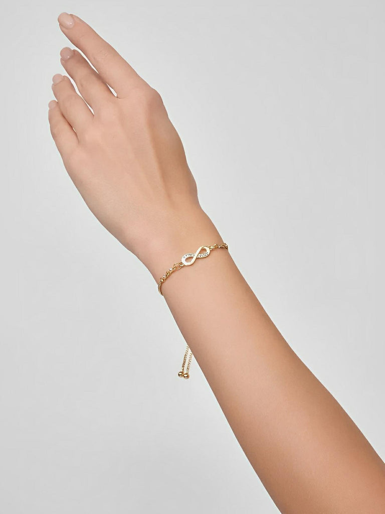 Bracelet infini femme, ajustable, argenté, zircons brillants, bijou fantaisie, modèle Donatienne - Bracelet - Or