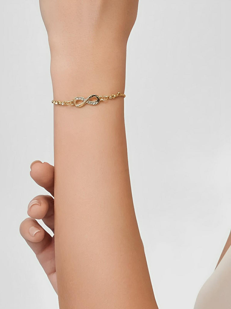 Bracelet infini femme, ajustable, argenté, zircons brillants, bijou fantaisie, modèle Donatienne - Bracelet - Or
