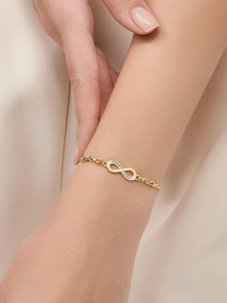 Bracelet infini femme, ajustable, argenté, zircons brillants, bijou fantaisie, modèle Donatienne - Bracelet - Or