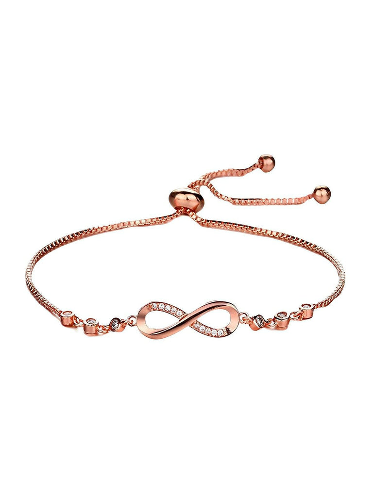 Bracelet infini femme, ajustable, en argent 925, zircons brillants, bijou fantaisie, modèle Donatienne - Bracelet - Or rosé