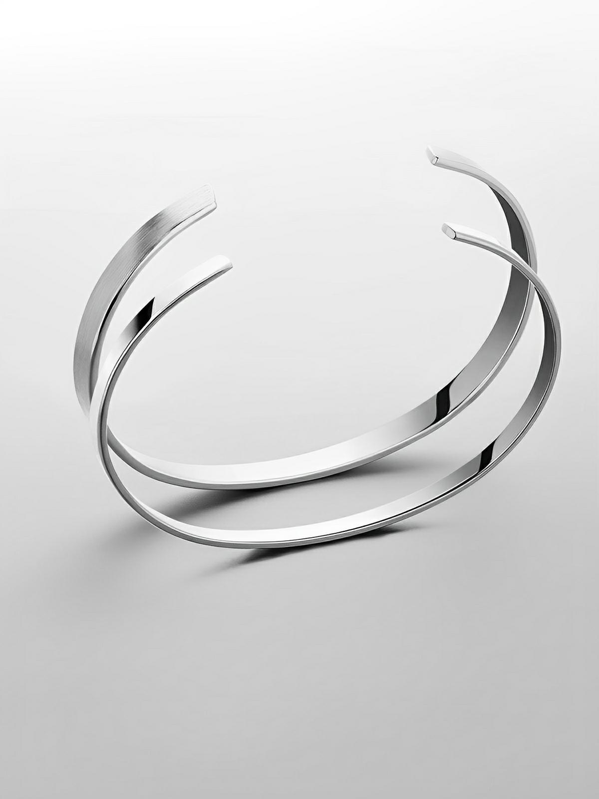 Bracelet jonc ouvert en acier inoxydable, finition brillante, design moderne, waterproof, modèle Luigi - Bracelet - Argent 5 mm