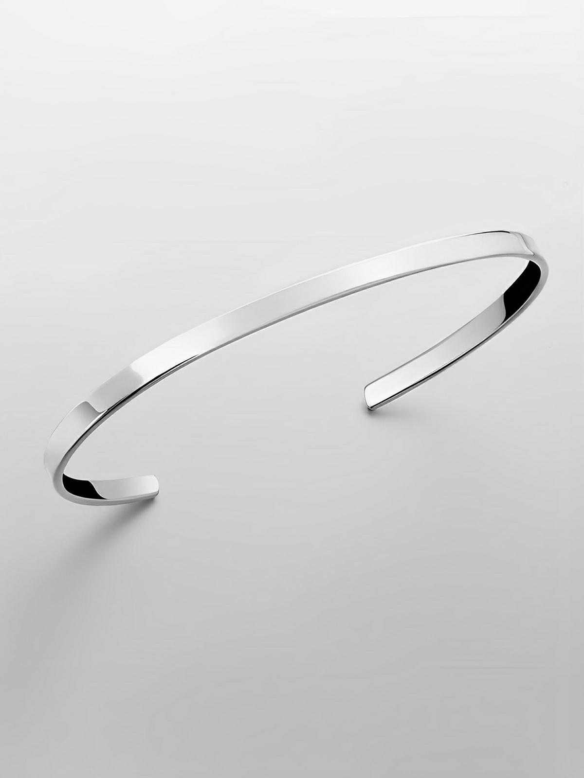 Bracelet jonc ouvert en acier inoxydable, finition brillante, design moderne, waterproof, modèle Luigi - Bracelet - Argent 3.5 mm