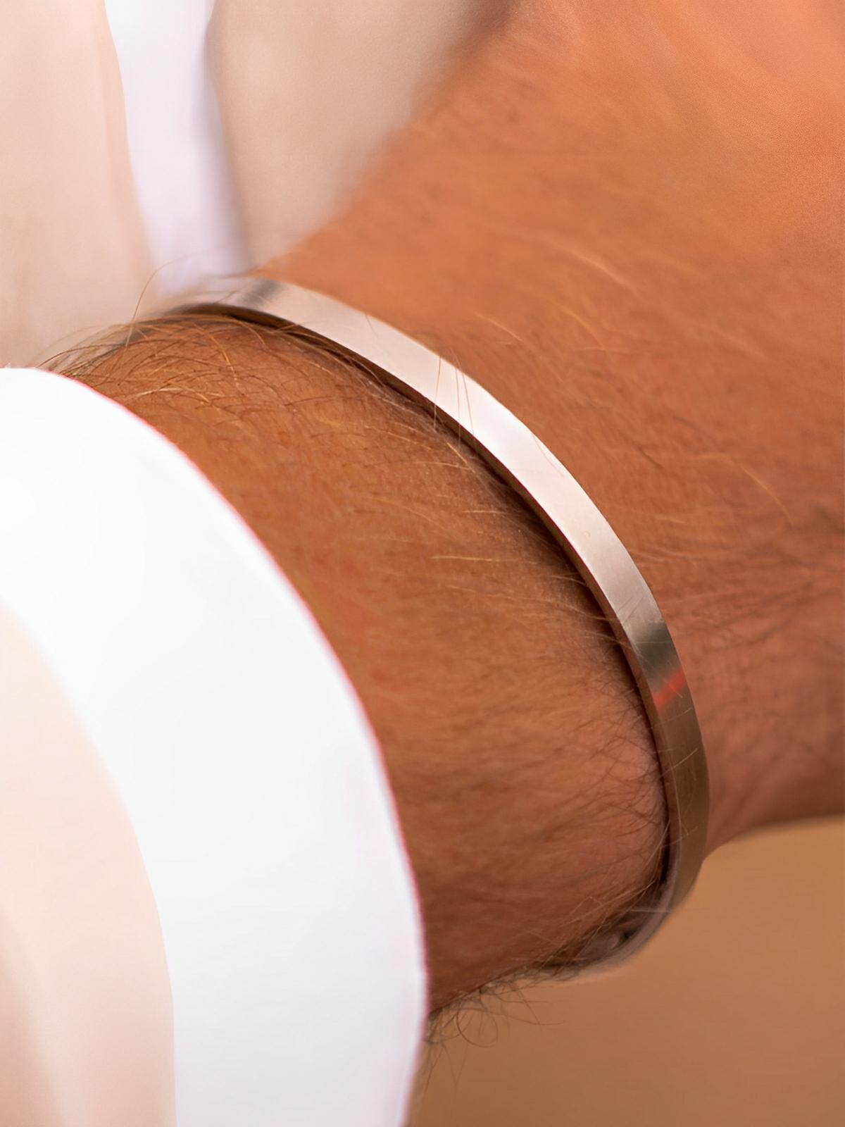Bracelet jonc ouvert en acier inoxydable, finition brillante, design moderne, waterproof, modèle Luigi - Bracelet - Argent 5 mm
