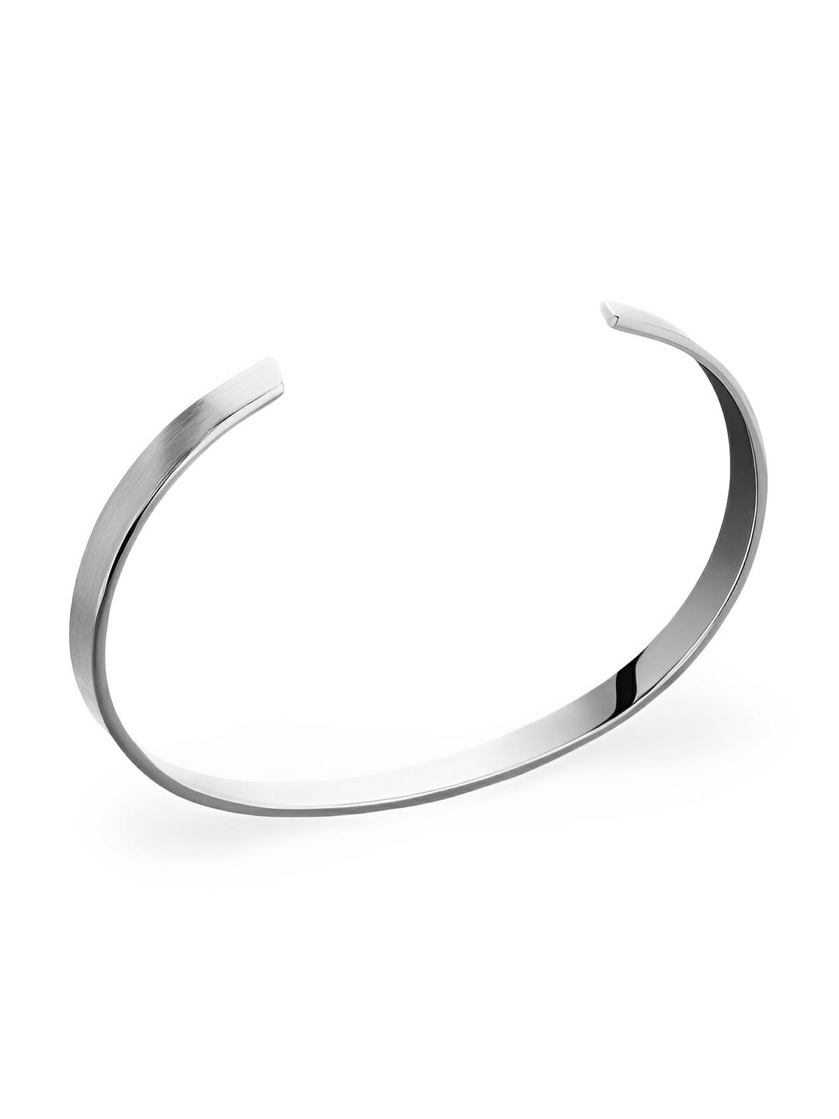 Bracelet jonc ouvert en acier inoxydable, finition brillante, design moderne, waterproof, modèle Luigi - Bracelet - Argent 5 mm