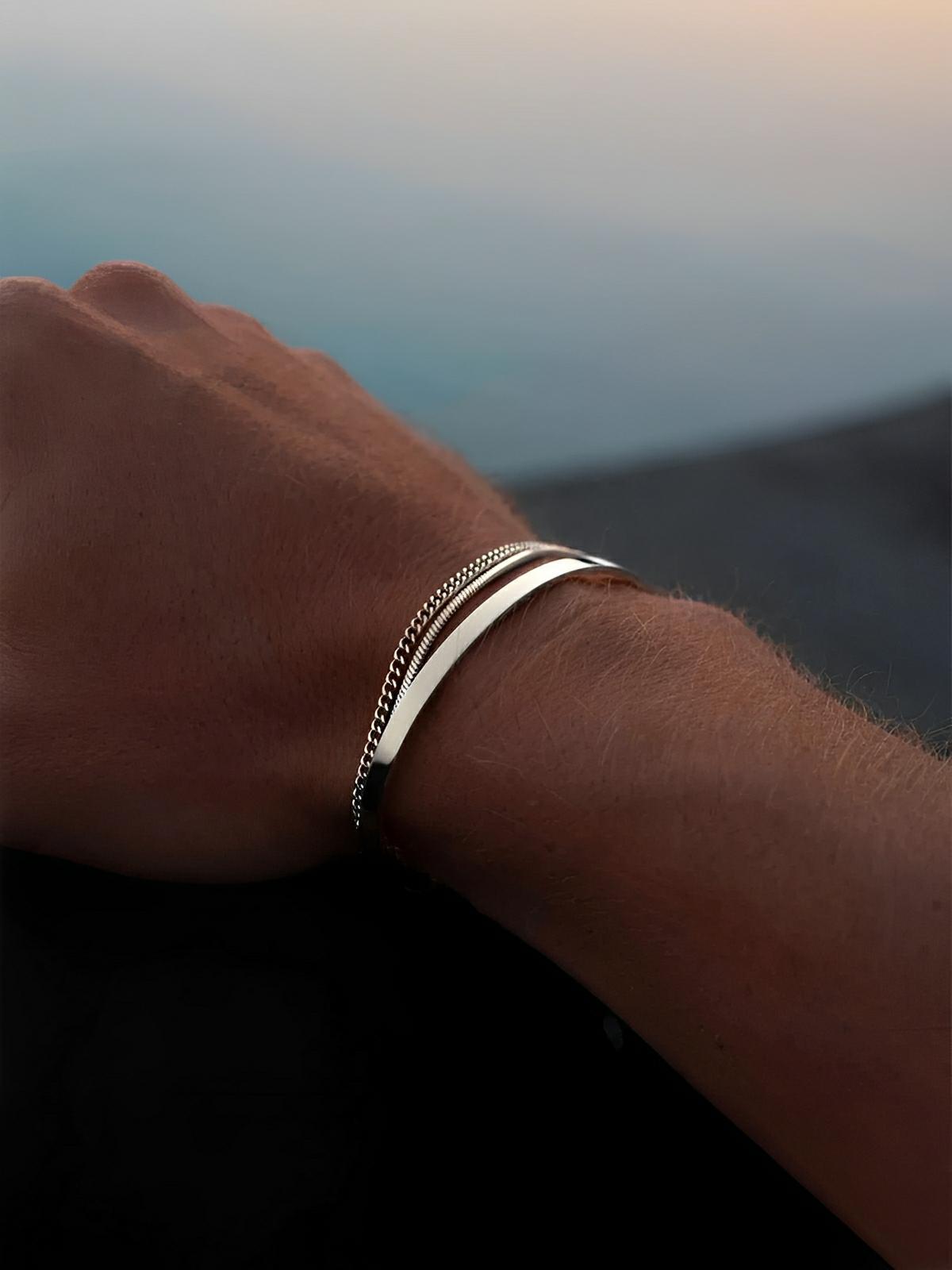 Bracelet jonc ouvert en acier inoxydable, finition brillante, design moderne, waterproof, modèle Luigi - Bracelet - Argent 5 mm