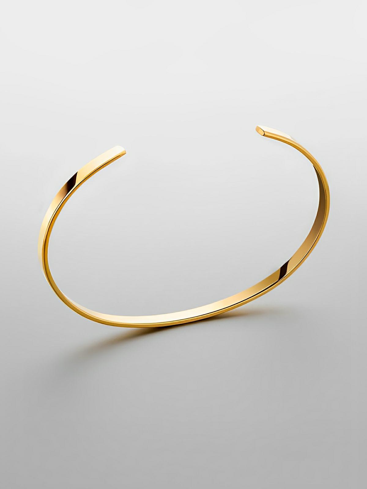 Bracelet jonc ouvert en acier inoxydable, finition brillante, design moderne, waterproof, modèle Luigi - Bracelet - Or 3.5 mm