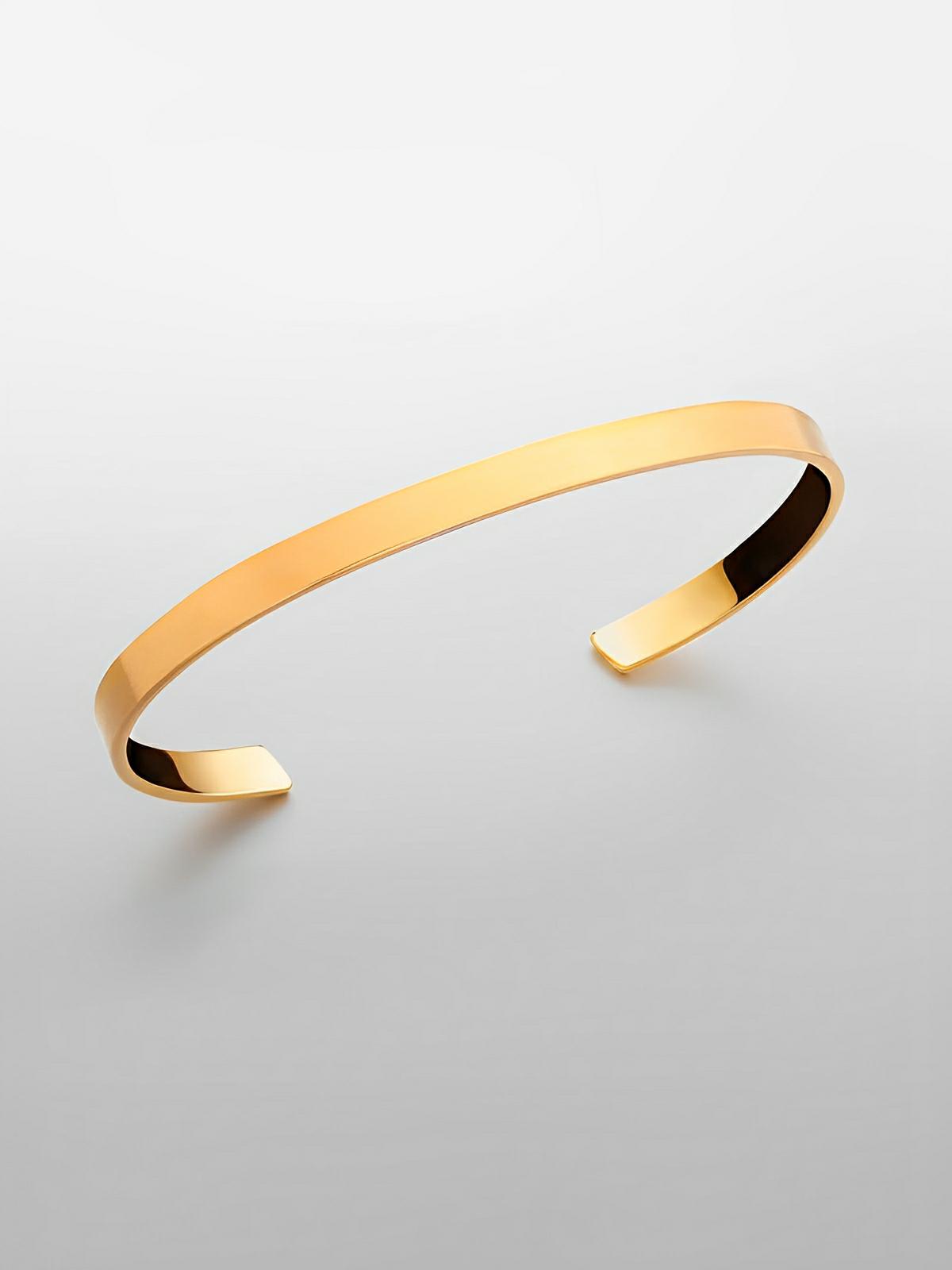 Bracelet jonc ouvert en acier inoxydable, finition brillante, design moderne, waterproof, modèle Luigi - Bracelet - Or 5 mm