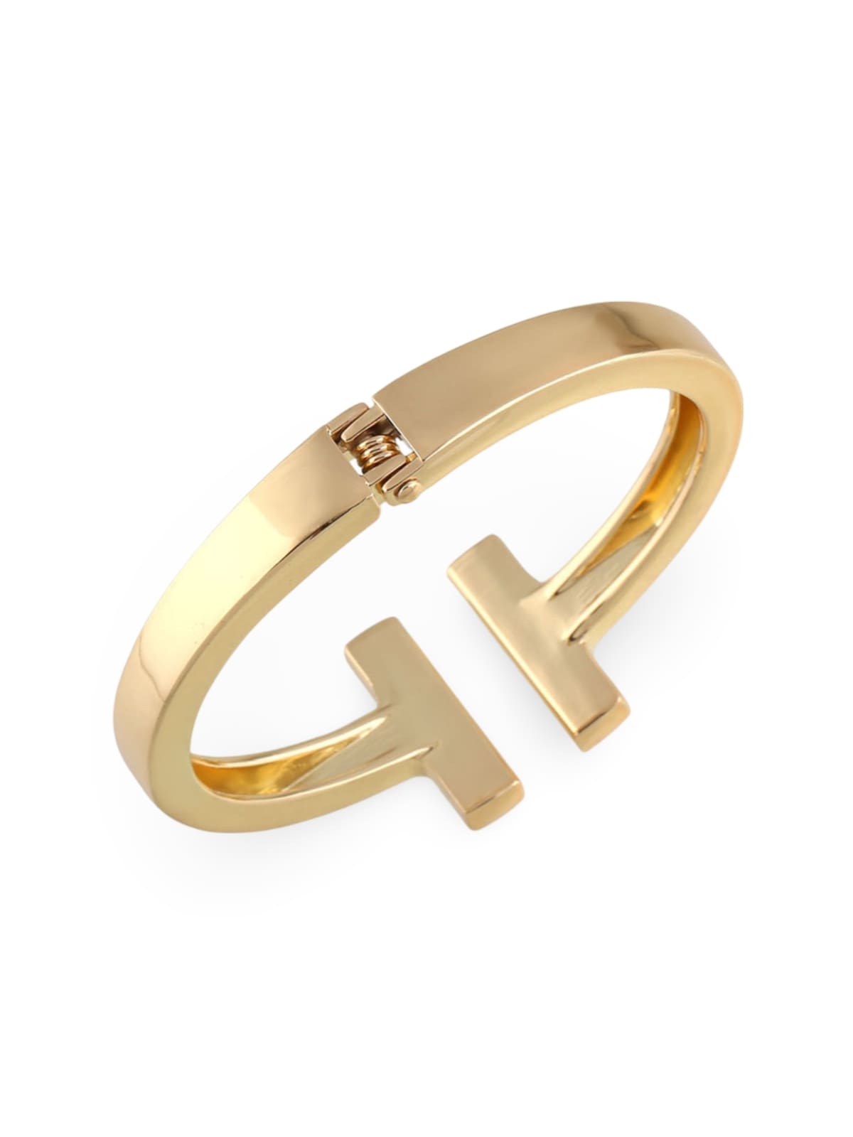 Bracelet jonc T, métal argenté, style géométrique, design massif, modèle Dora - Bracelet - Or