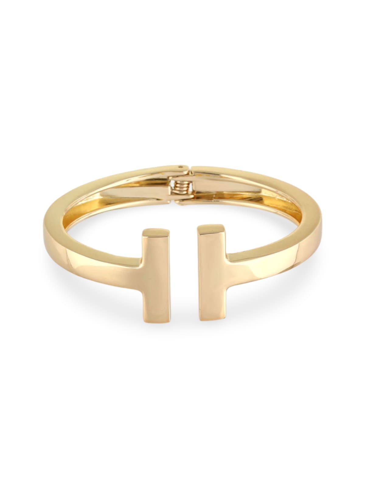 Bracelet jonc T, métal argenté, style géométrique, design massif, modèle Dora - Bracelet - Or