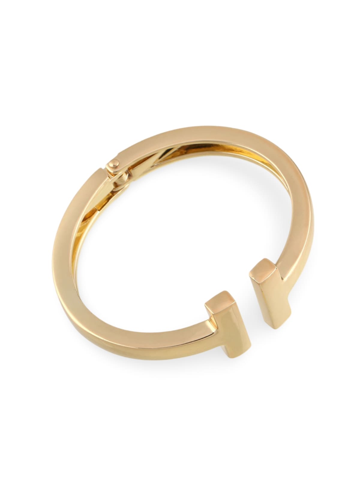 Bracelet jonc T, métal argenté, style géométrique, design massif, modèle Dora - Bracelet - Or