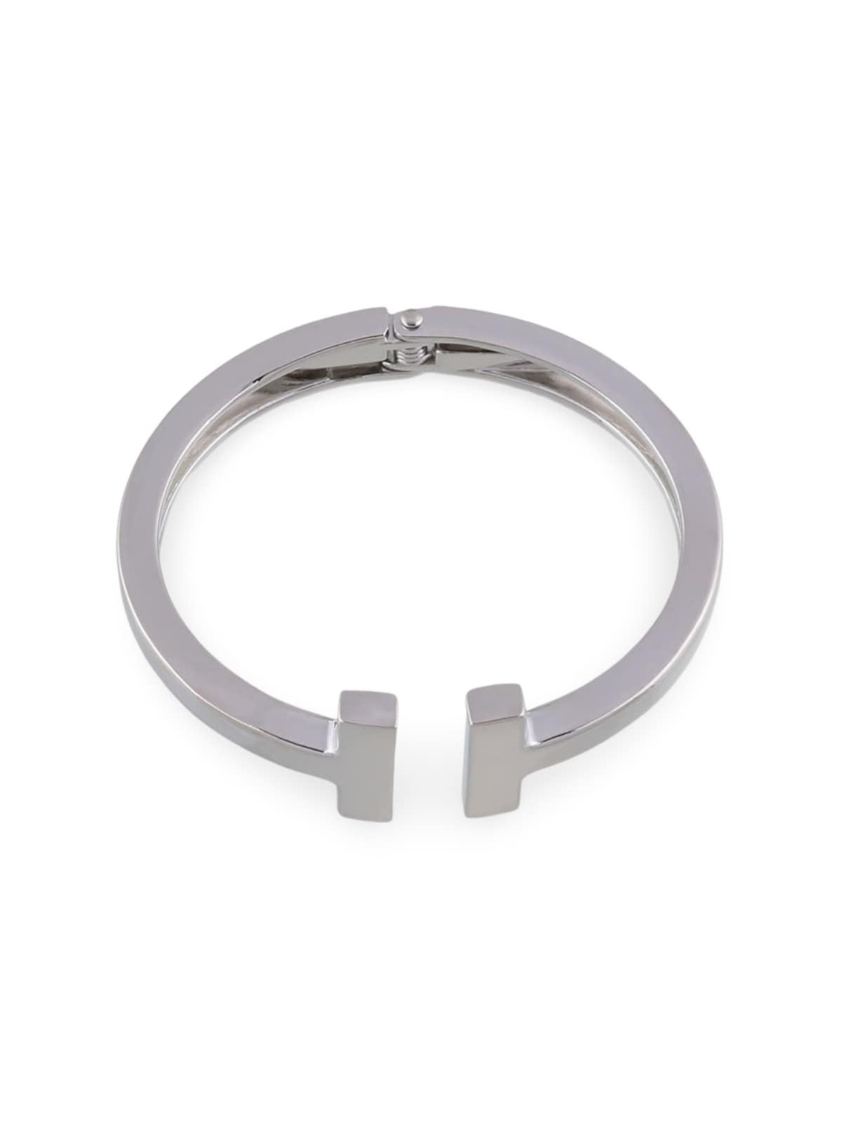 Bracelet jonc T, métal argenté, style géométrique, design massif, modèle Dora - Bracelet - Argent