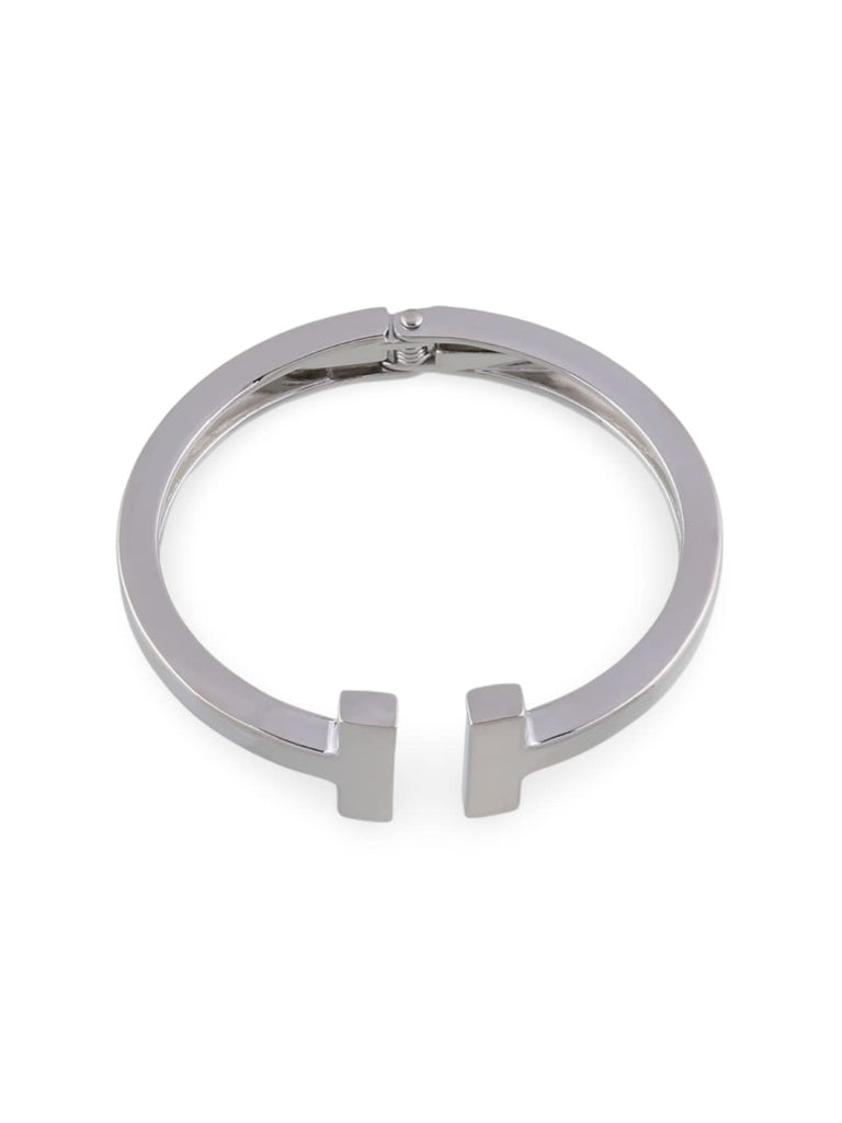 Bracelet jonc T, métal argenté, style géométrique, design massif, modèle Dora - Bracelet - Argent