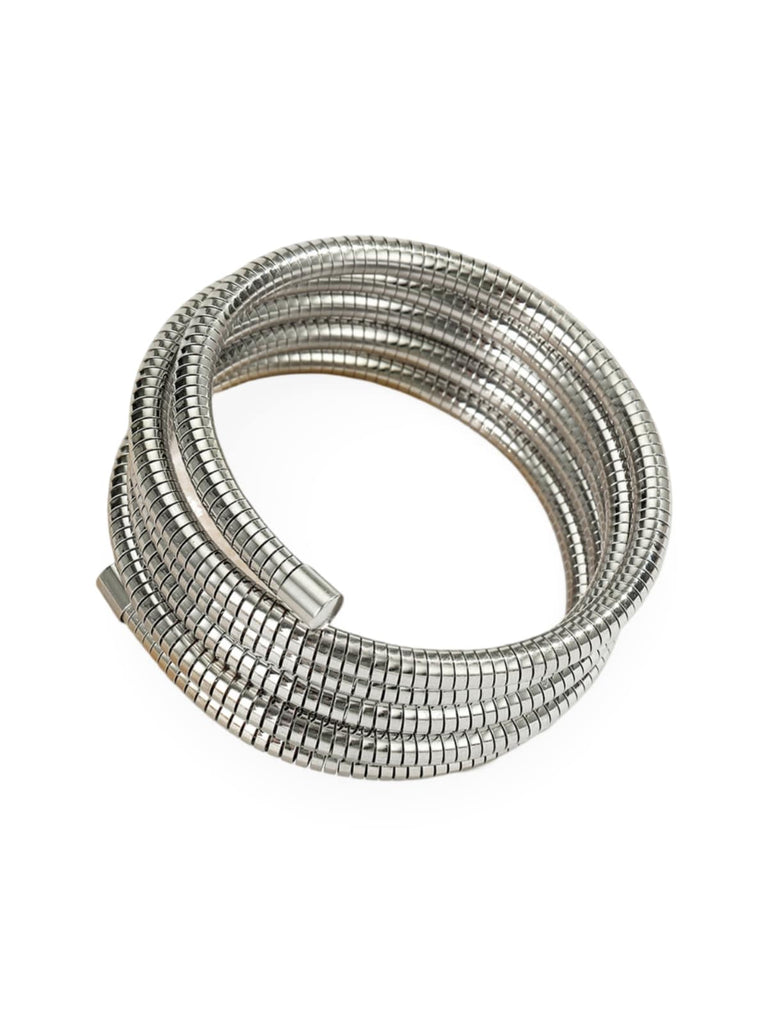 Bracelet ressort doré, acier inoxydable, multi rangs, style minimaliste, sans fermoir ajustable, modèle Chrystelle - Bracelet - Argent