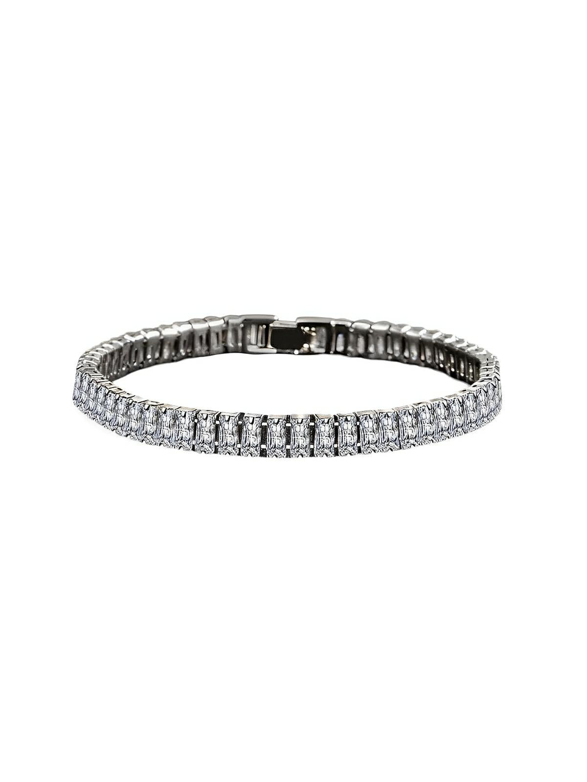 Bracelet zircon, chaîne tennis, bijou raffiné, femme moderne, cadeau brillant, modèle Emmy - Bracelet - Argent XS