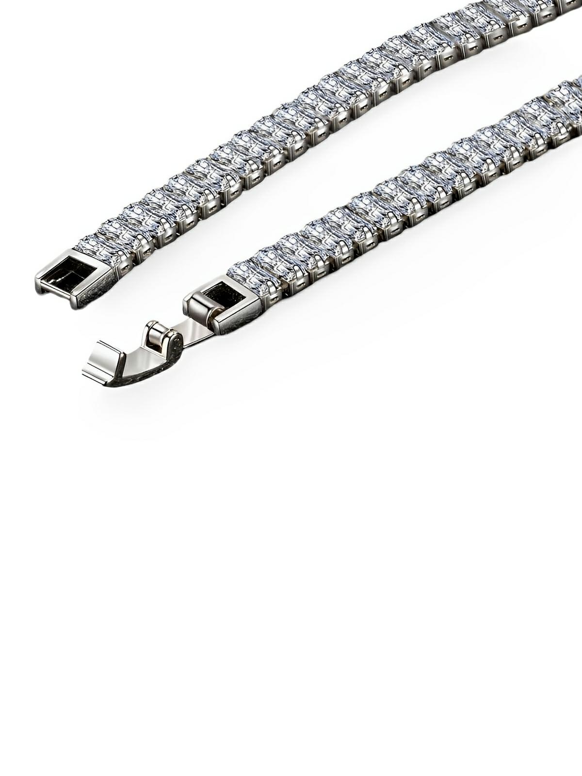 Bracelet zircon, chaîne tennis, bijou raffiné, femme moderne, cadeau brillant, modèle Emmy - Bracelet - Argent XS