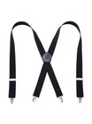 Bretelles homme AX4, pinces métalliques robustes, cuir véritable, confort élastique, design croisé X, ajustables 4 clips, style classique moderne, modèle Fabien - Bretelles - Noir