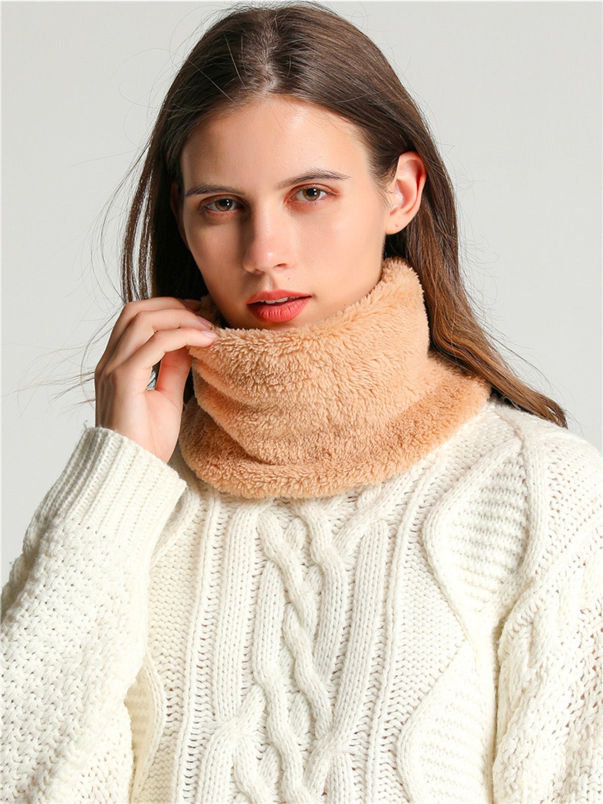 Cache - cou doux femme, homme, hiver, chaud, polaire, corail, tour de cou, col chaud, accessoire hiver, couleur unie, modèle Damida - Cache - cou - Beige
