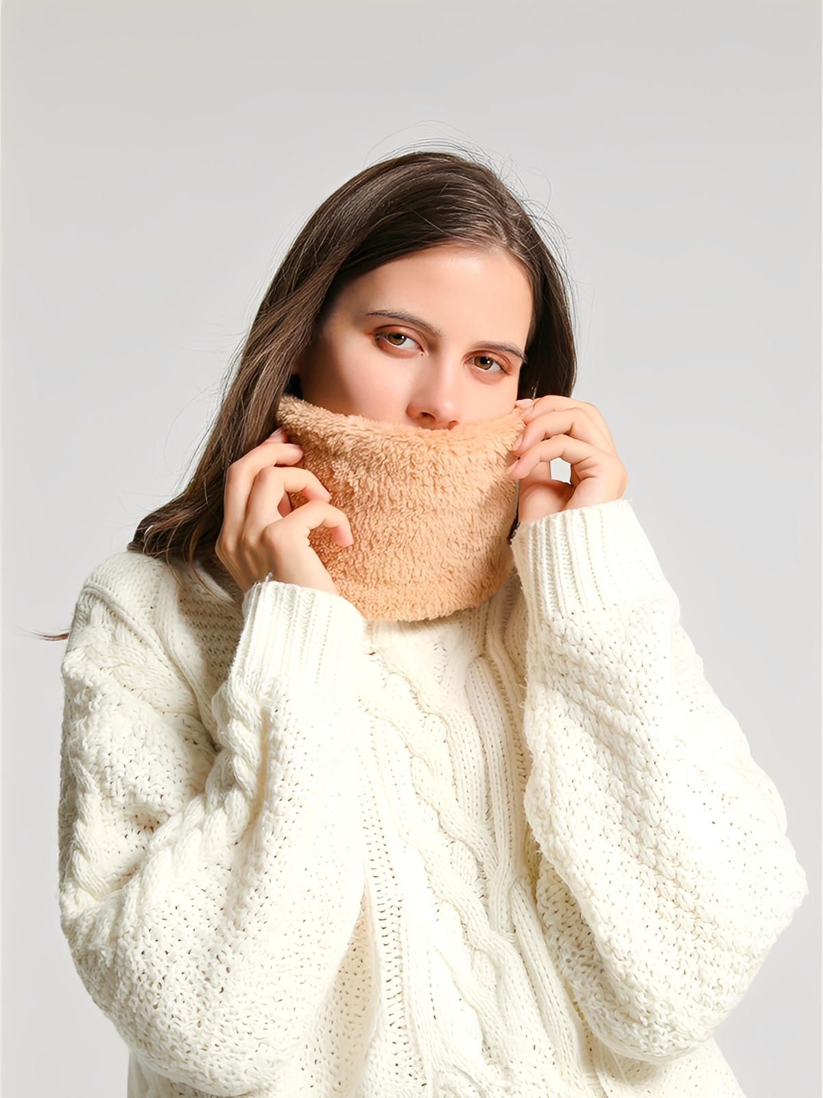 Cache - cou doux femme, homme, hiver, chaud, polaire, corail, tour de cou, col chaud, accessoire hiver, couleur unie, modèle Damida - Cache - cou - Beige